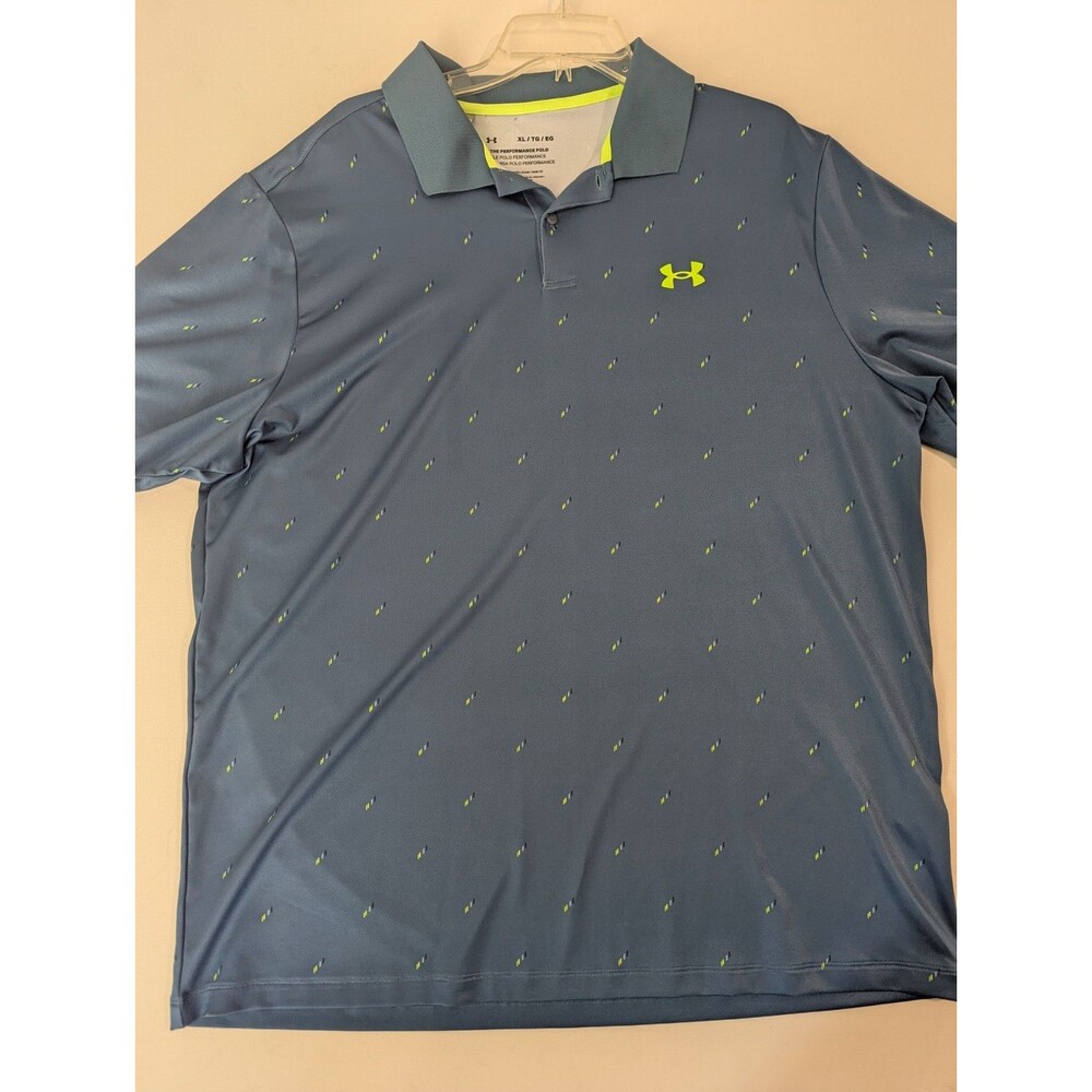 Under Armour Polo Short Sleeve Shirt Mens XL Blue Polo Golf Performance Stretch